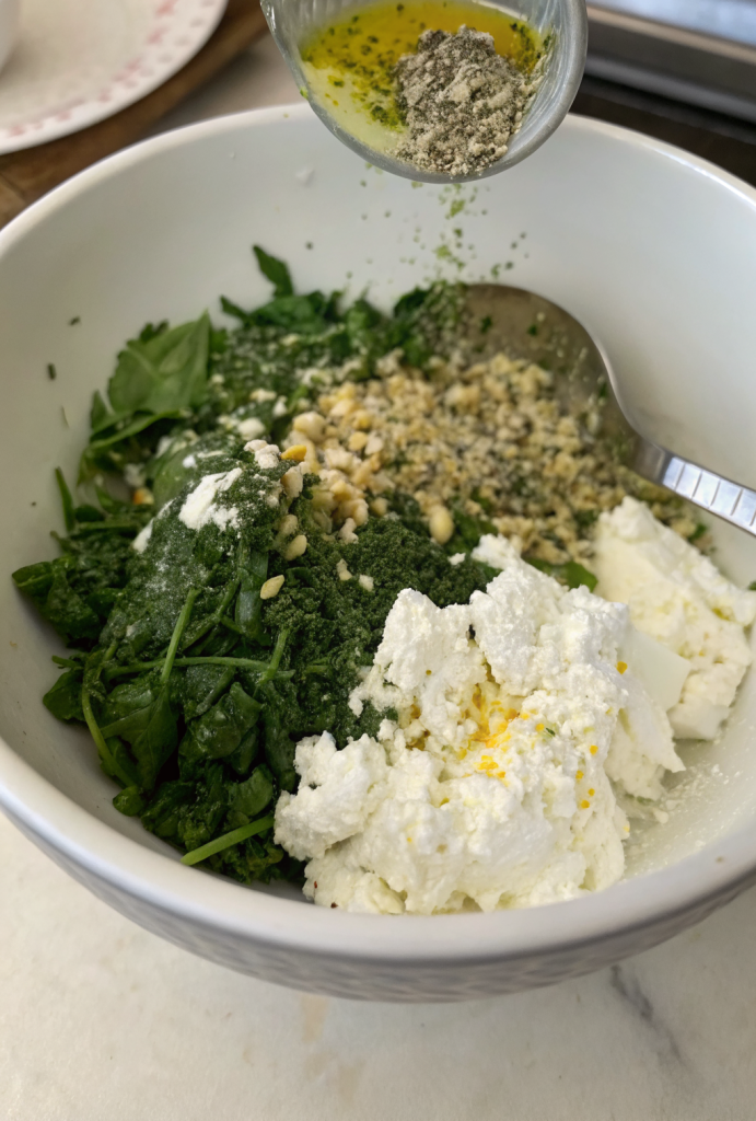 Steps Tasty Chicken Breast with Feta and Spinach