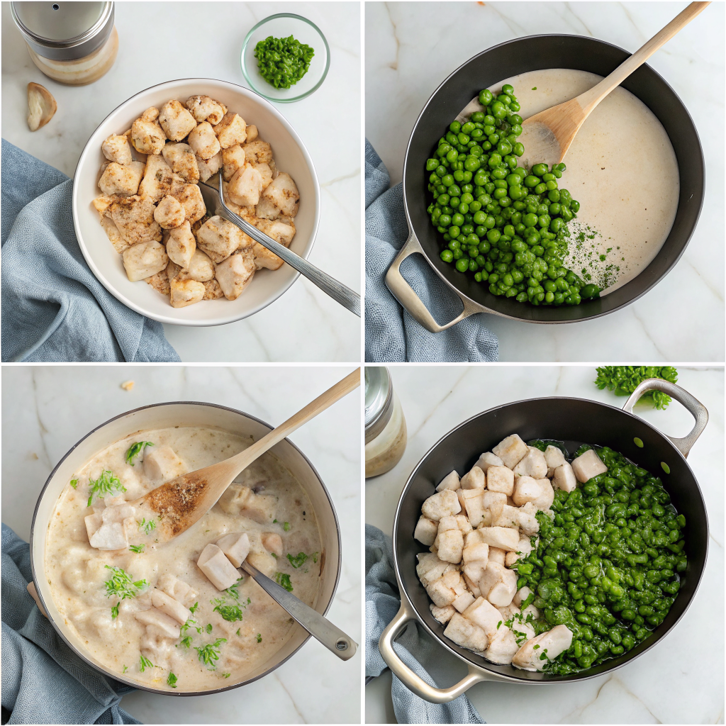 Add Chicken, Peas, and Pasta