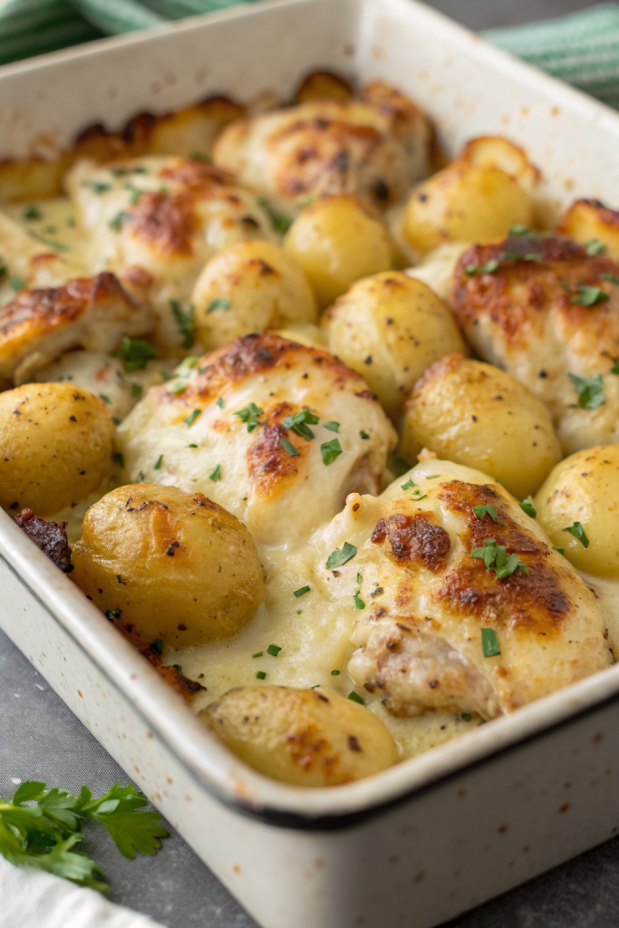Creamy Garlic Cheesy Chicken and Potatoes