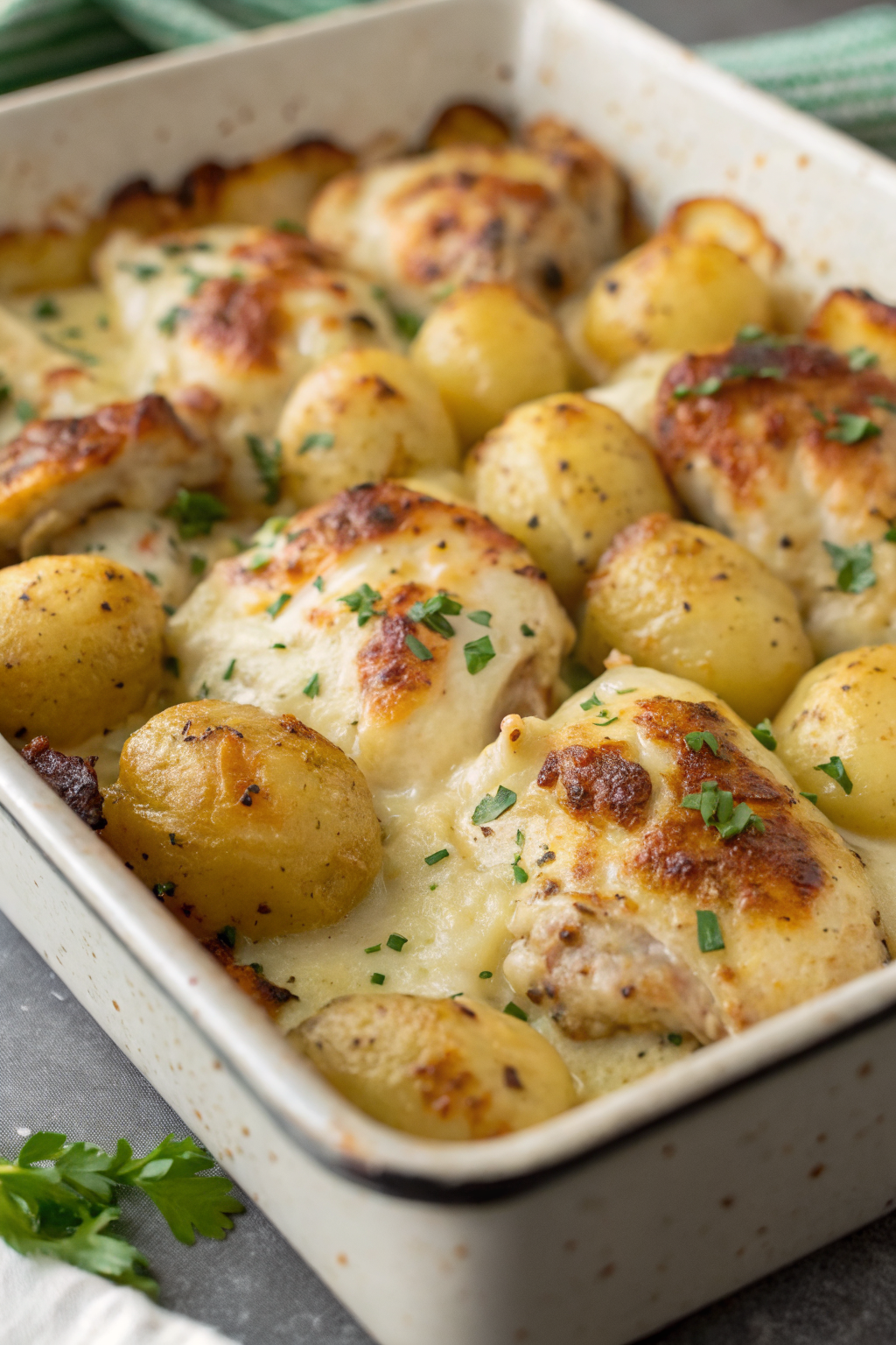 Creamy Garlic Cheesy Chicken and Potatoes