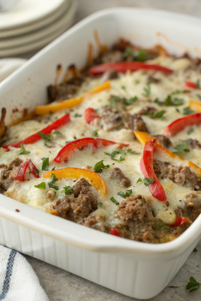 Low Carb Philly Cheesesteak Casserole Recipe