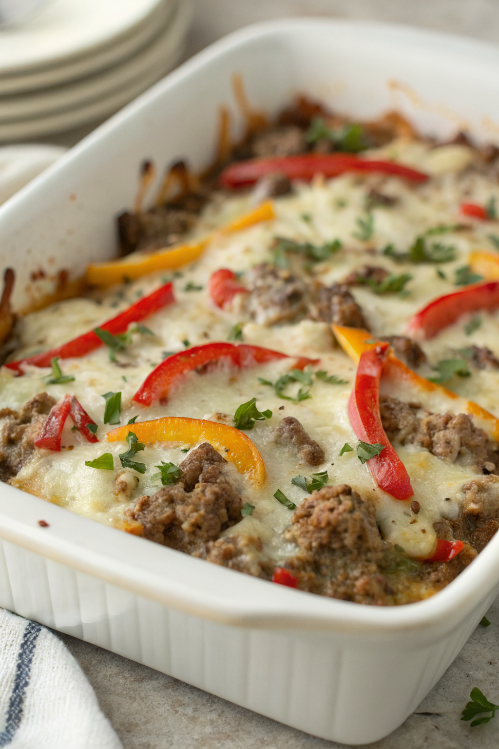 Low Carb Philly Cheesesteak Casserole Recipe