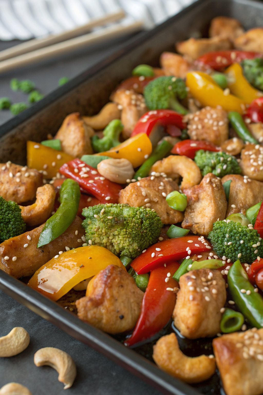 Sheet Pan Cashew Chicken Recipe