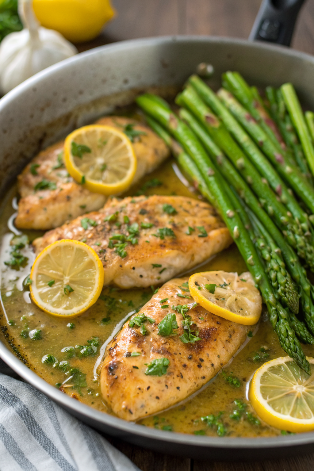 Lemon and Dill Butter Garlic Chicken and Asparagus